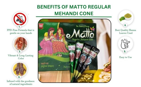 MATTO HERBAL MEHANDI CONE (12 PCS IN ONE BOX) - Image 5