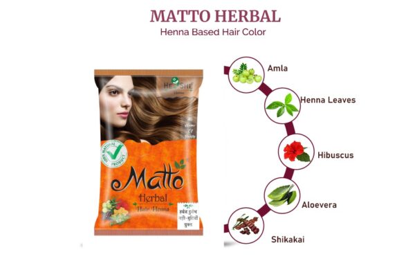 Matto He She Reddish-Brown Hair Color For Women and Men | Henna Based Hair Colour | No Ammonia, No Bleach| Natural Brownish Hair Colour | Suitable For All Types Of Hair - 20 Gm Each (8 Pcs) - Image 5